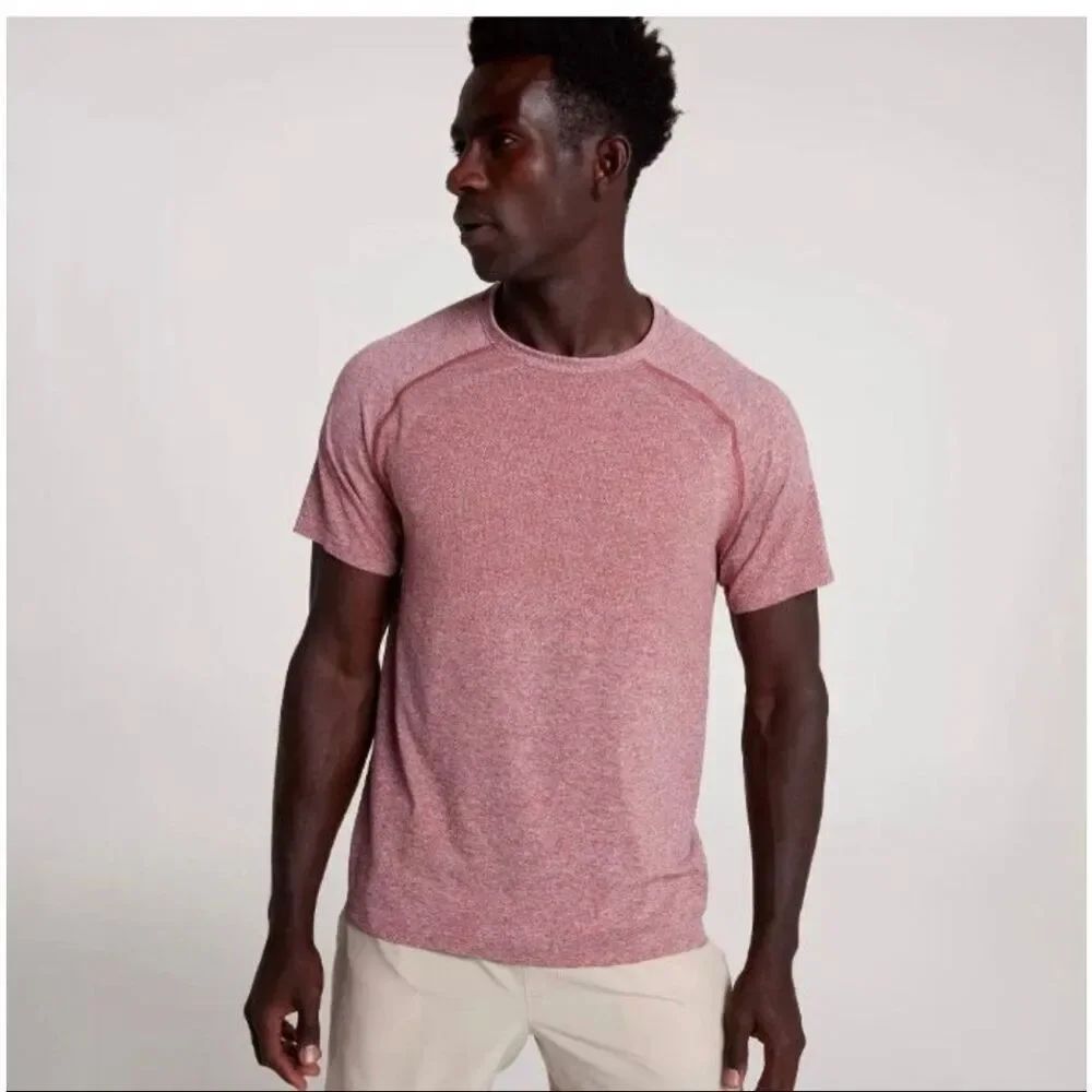 VRST Men's Circuit Seamless Short Sleeve Top in Desert Rust/Pure White Sz S NWT
